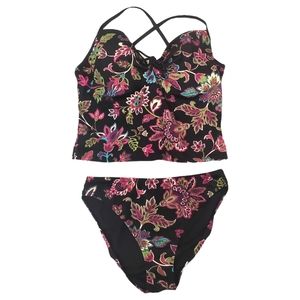 Victoria's Secret Black Paisely Tankini Set 36C
